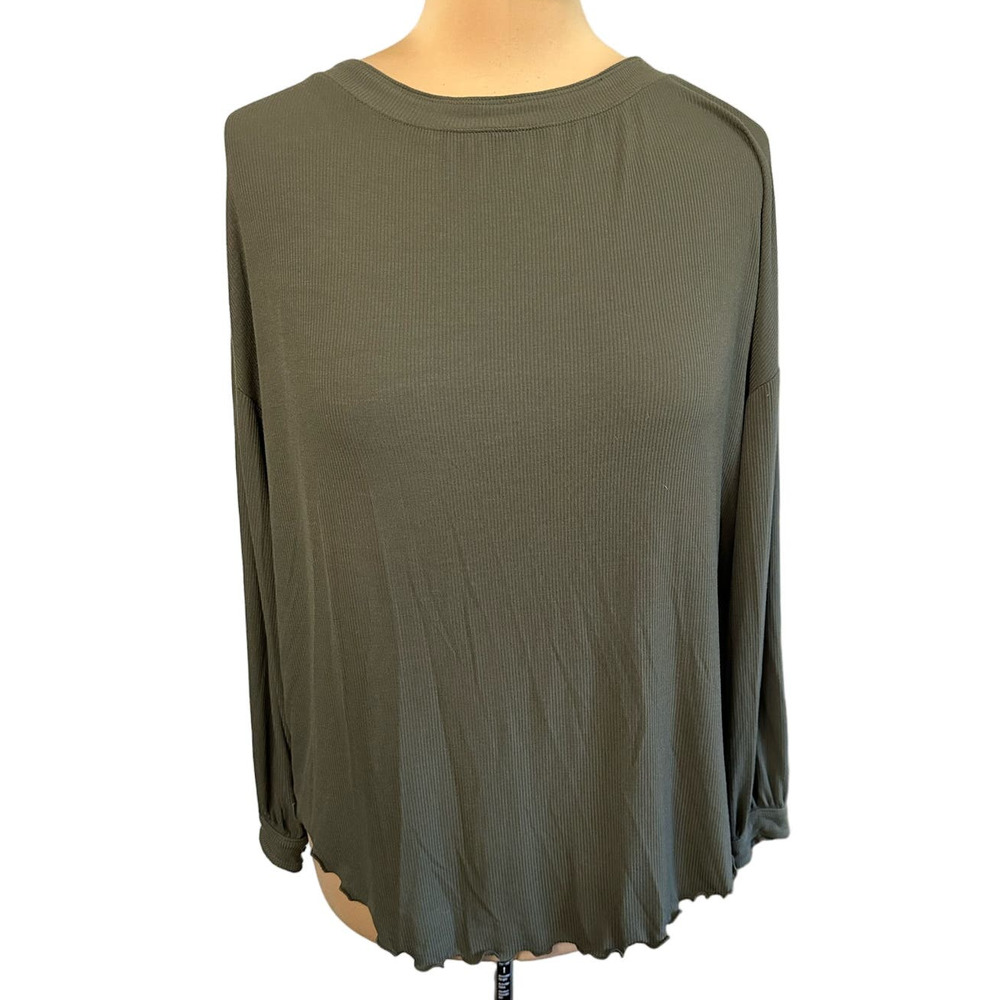 Free People Olive Green Oversized Wrap Back Shirt Size XS